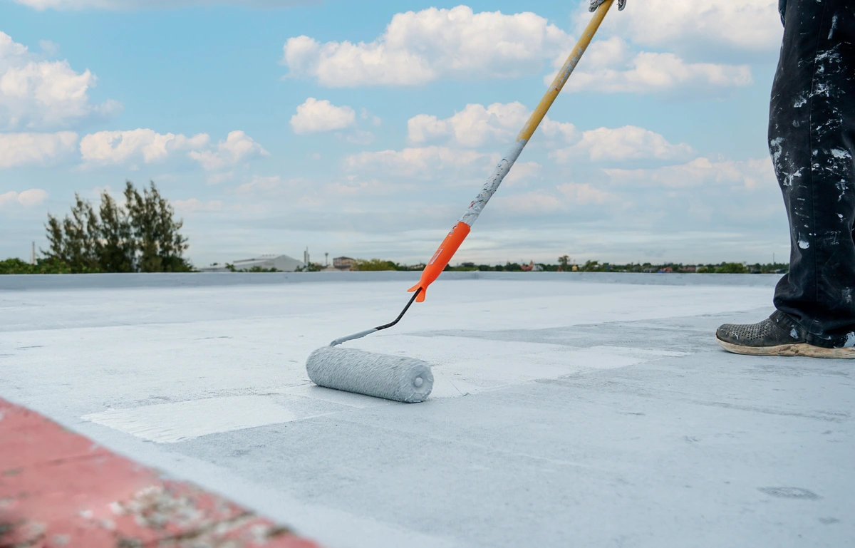 rolling on roof coating